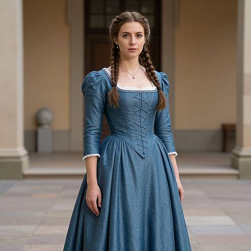 Woman in Renaissance Blue Dress