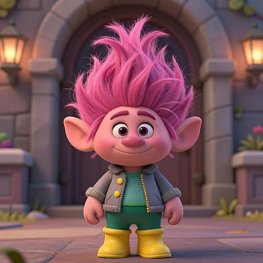 3D CGI Goblin Child with Pink Hair