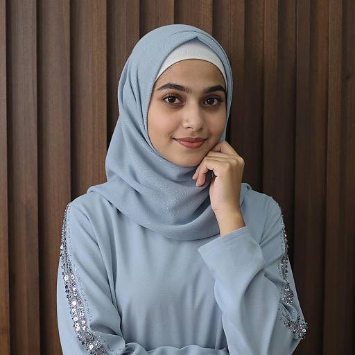 Young Woman in Blue Hijab Portrait