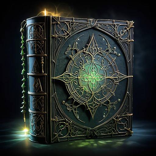 Detailed Magical Spellbook with Glowing Glyphs