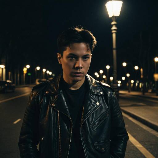 Wojak in Leather Jacket Under Street Light