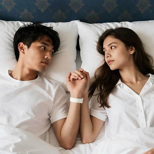 Intimate Moment on a Cozy Bed