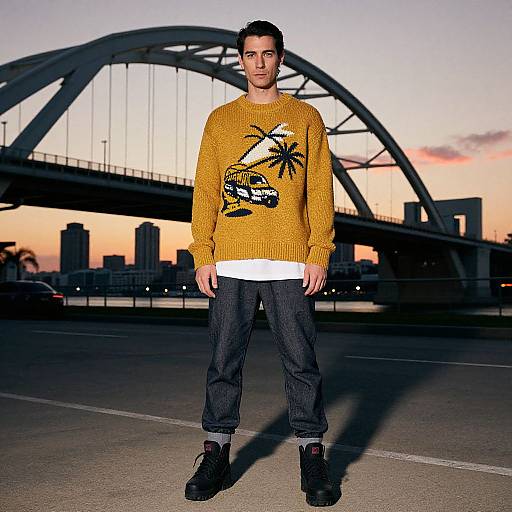 Retro Style Man by City Bridge