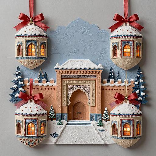Volumetric Kasbah Paper-Cut Winter Diorama