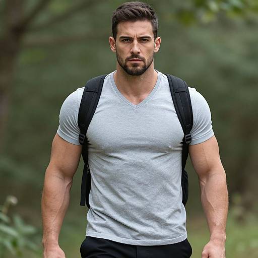 Muscular Man in Forest Setting