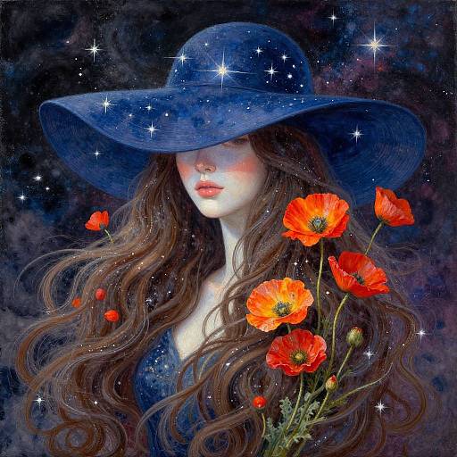 Surreal Cosmic Elegance Woman Portrait