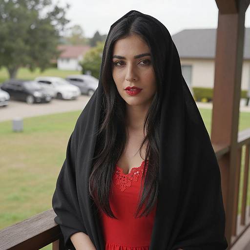 Fair-Skinned Woman on Balcony