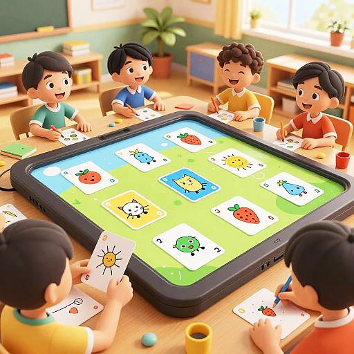 Children Creating Hand-Drawn Playing Cards