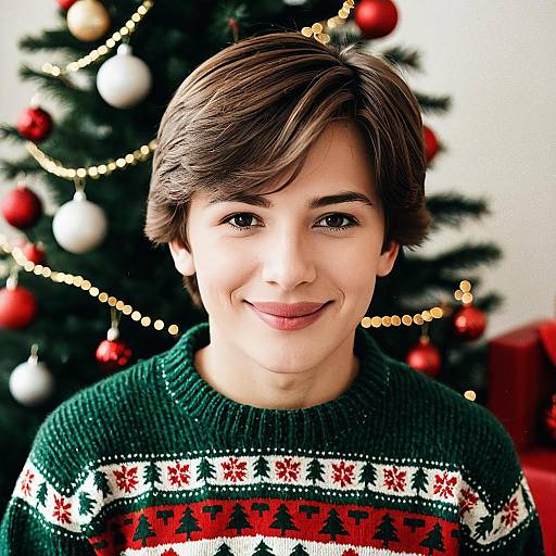 Cheerful Boy in Holiday Sweater