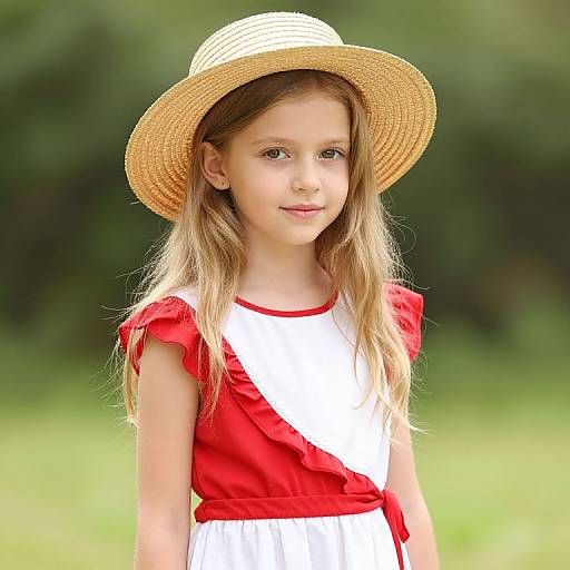 Blonde Girl in Red White Dress