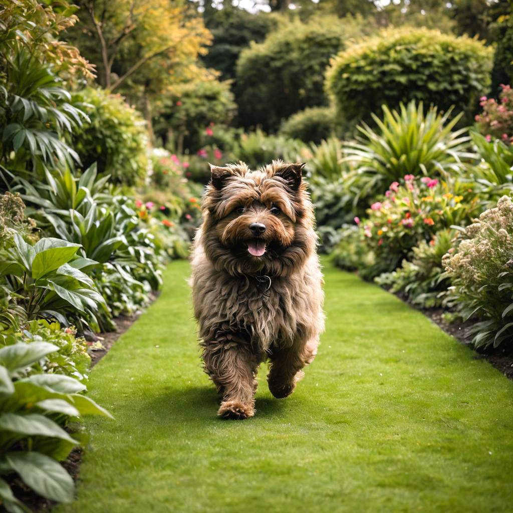 Playful Dog in a Lush Garden