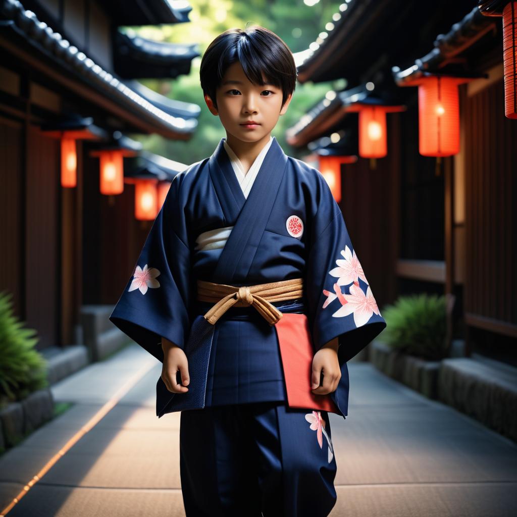 Young Japanese Boy in Traditional Attire