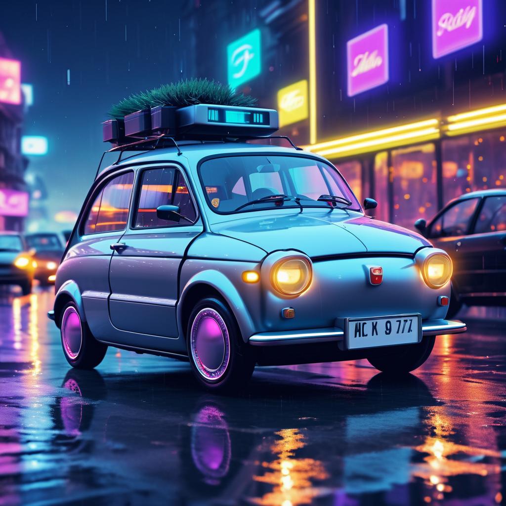 Futuristic Night Ride in Pixel Style