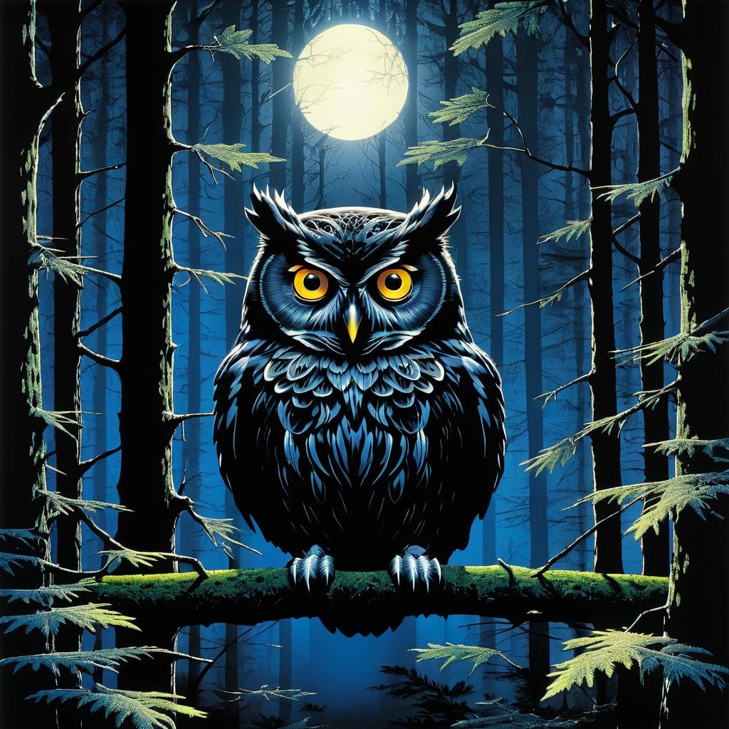 Mystical Owl in Enigmatic Forest