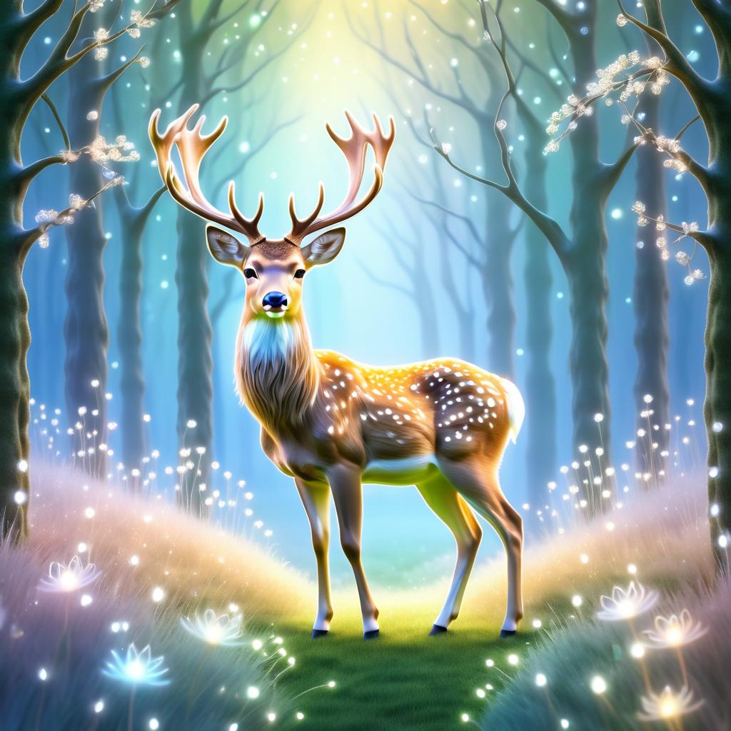 Whimsical Serene Deer in Dreamlike Setting