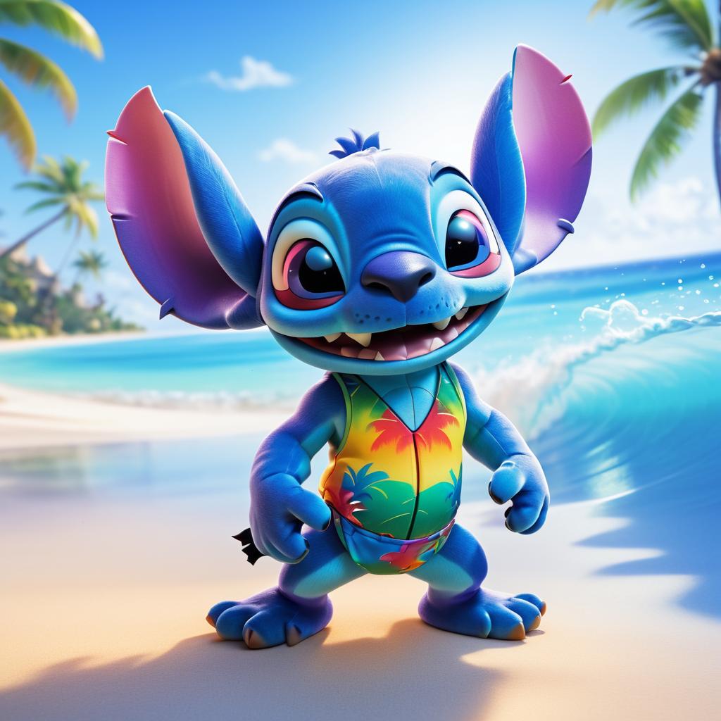 Stitch Surfing in a Tropical Paradise