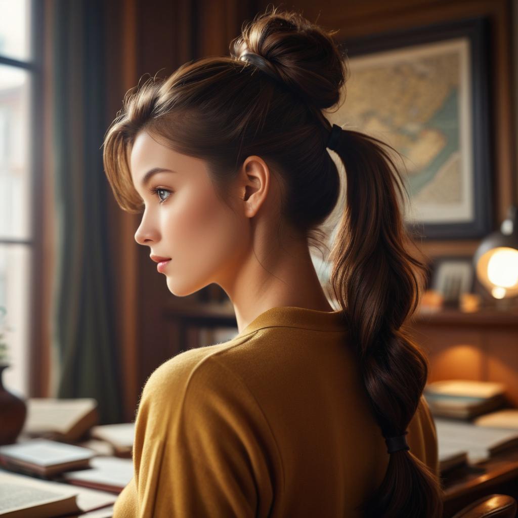 Vintage Portrait in Cozy Study Environment