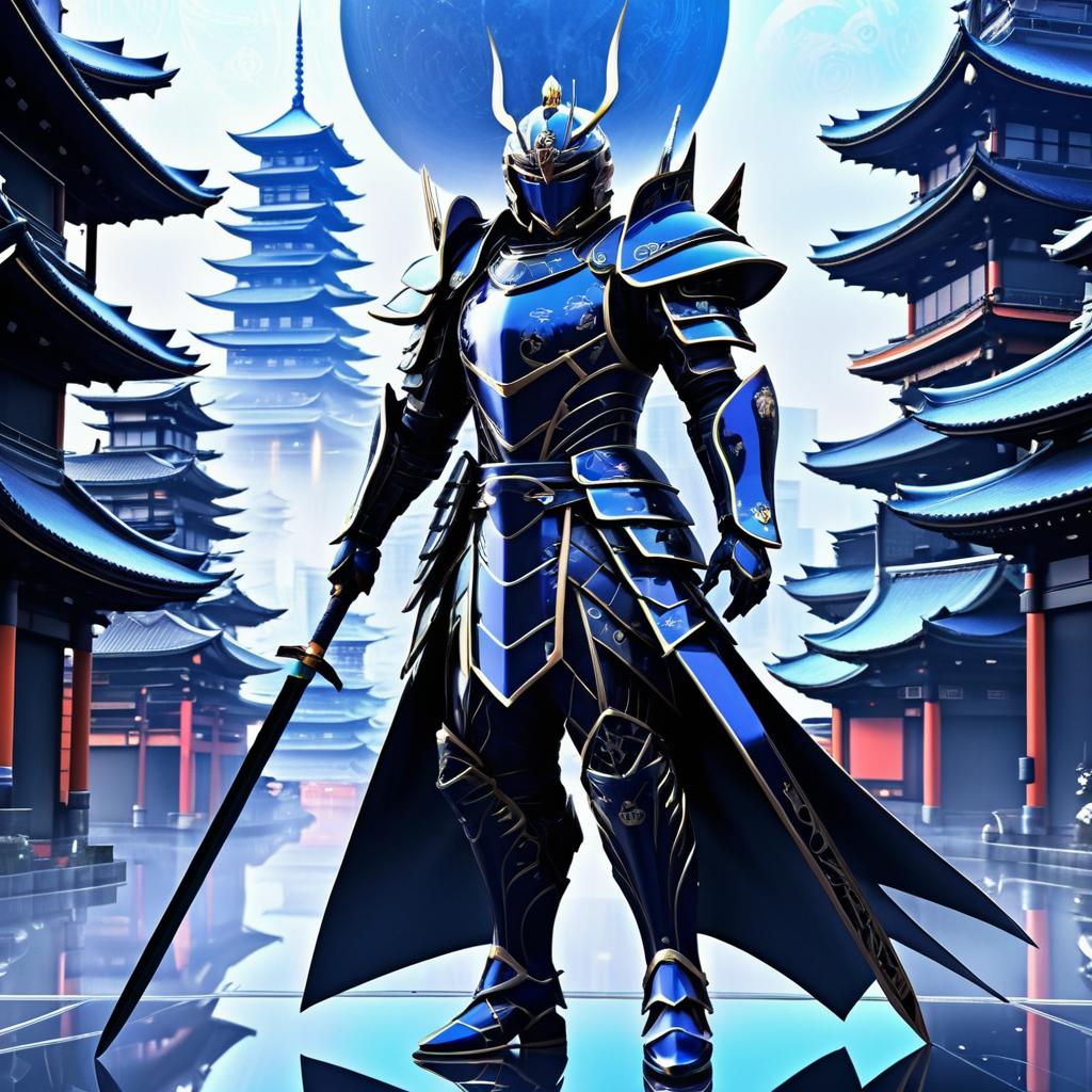 Futuristic Samurai in Celestial City