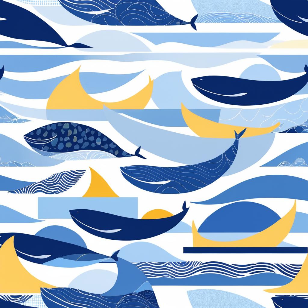 Modern Abstract Whale Illustration Inspired by Matisse