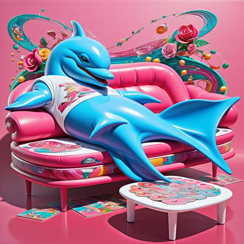 Playful Dolphin on a Chic Couch