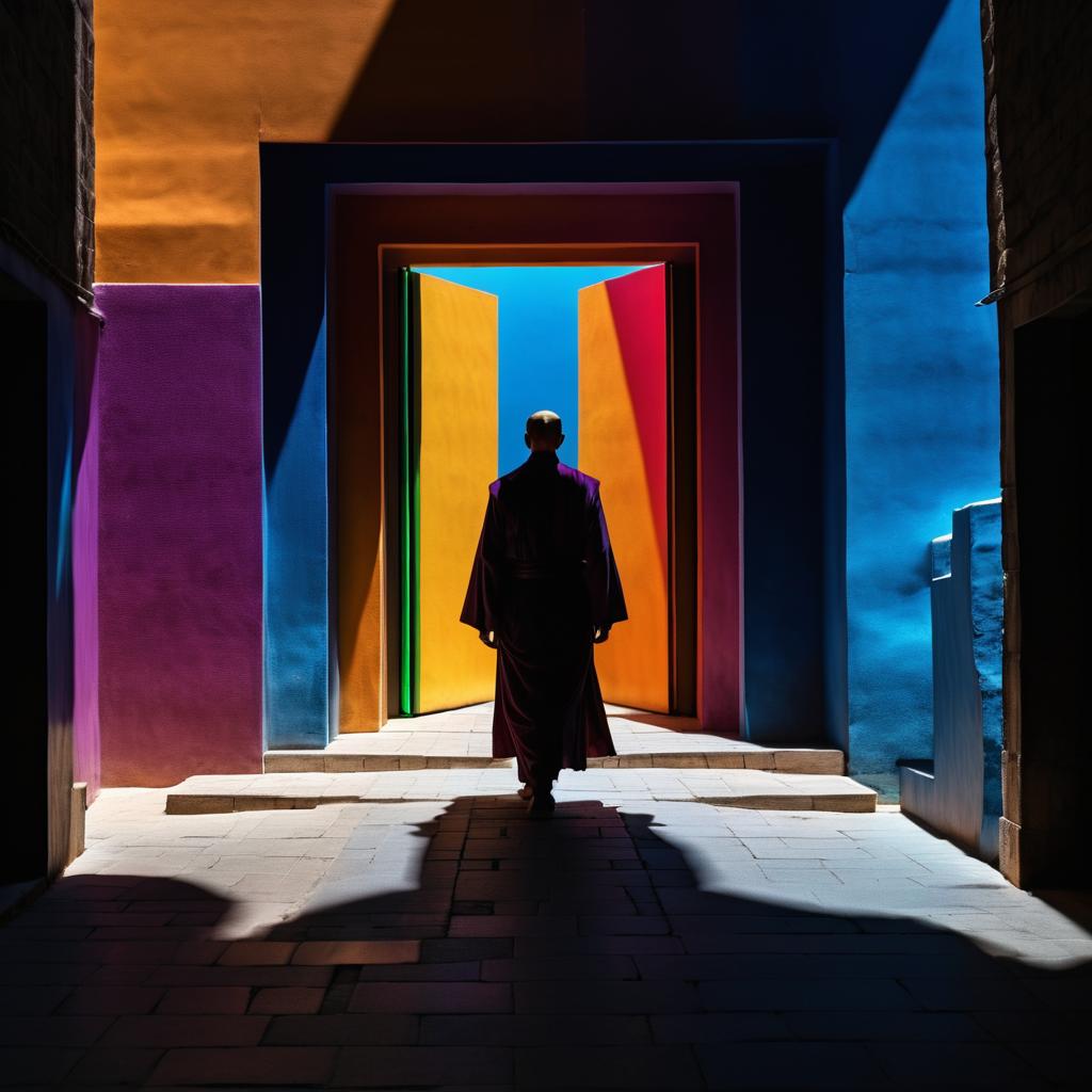 Mystical Monk in Vibrant Street Photography