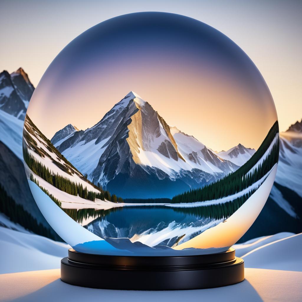 Majestic Sunrise Mountain Range Snow Globe