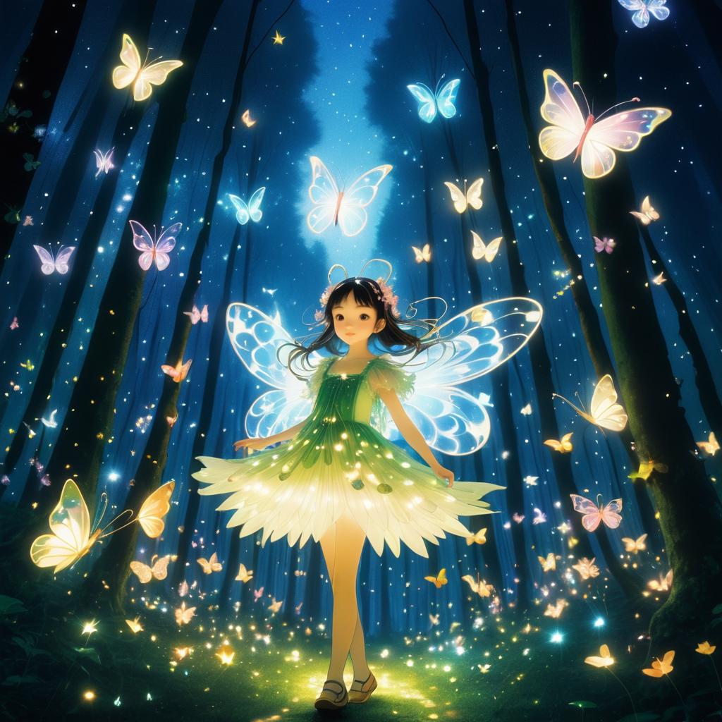 Whimsical Fairy in Enchanted Forest Scene