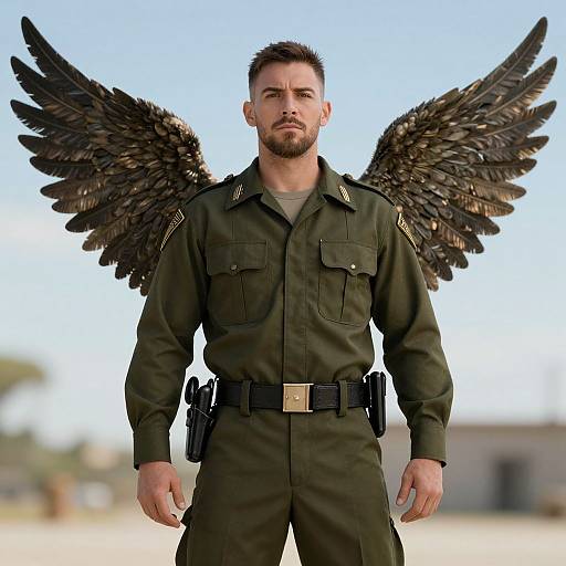 Winged Pilot in Military Uniform