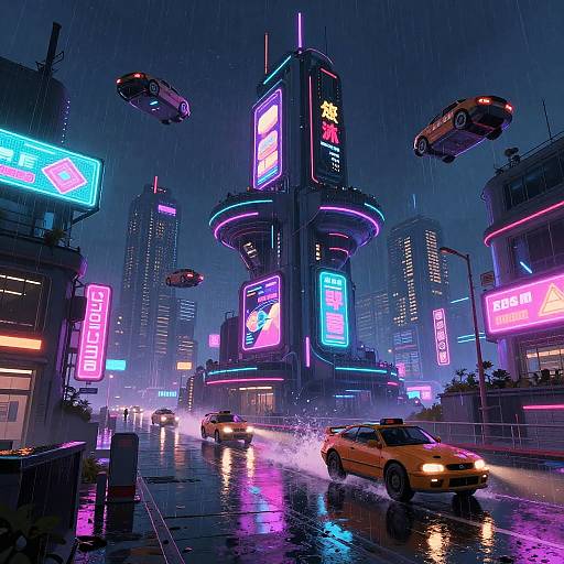 Futuristic Neon Cyberpunk Cityscape