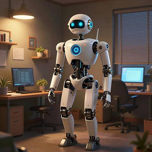 Cozy Electronic Robot Office Scene