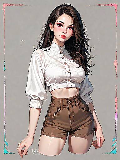 Realistic Boho-Chic Woman in Full Body
