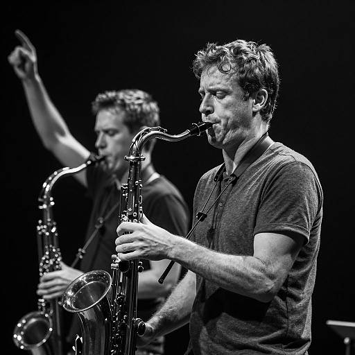 Dynamic Black and White Musician Portrait