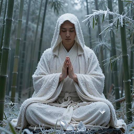 Icicle Monk in Frosted Bamboo Grove