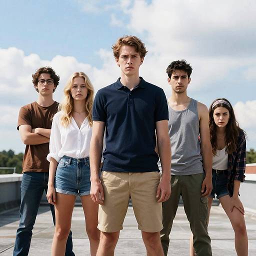 Young Adults Posing on Rooftop