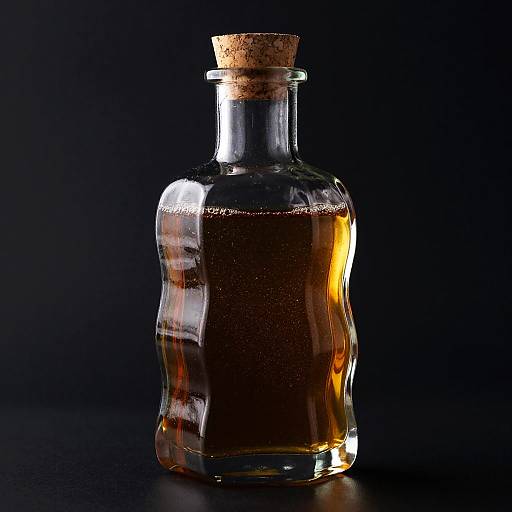 Wavy Glass Bottle with Sparkling Golden Liquid