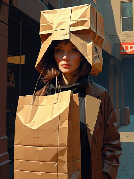Intriguing Woman Portrait with Paper Bag