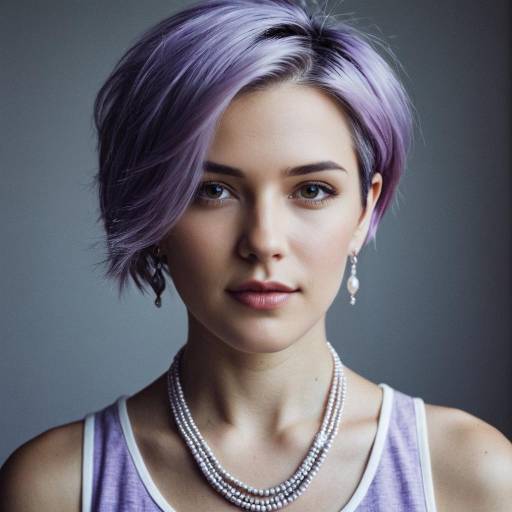 Portrait of Woman with Short Light Purple Hair