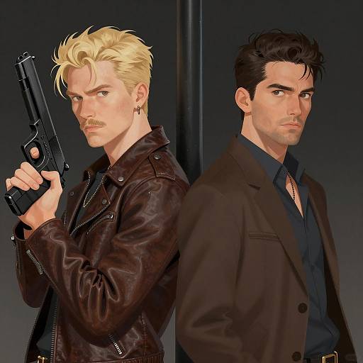 Intense Duality: Two Men Illustrated