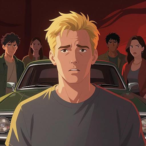 Concerned Man in Dramatic Vintage Scene