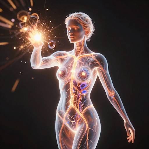 Radiant Irradiated Woman with Glowing Veins