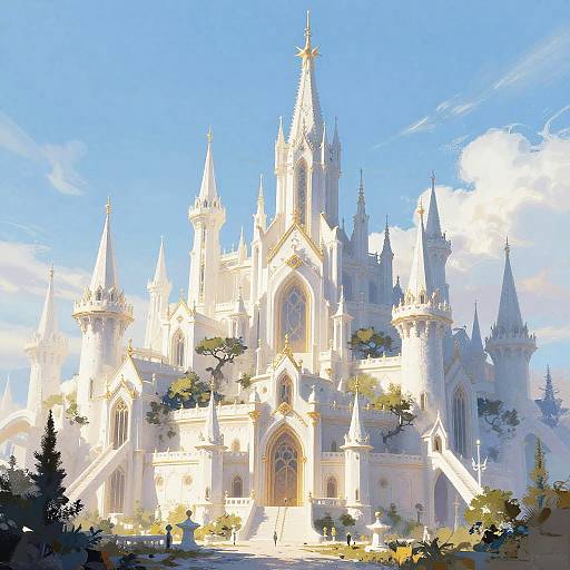 Fantasy Mage City in Soft Blue