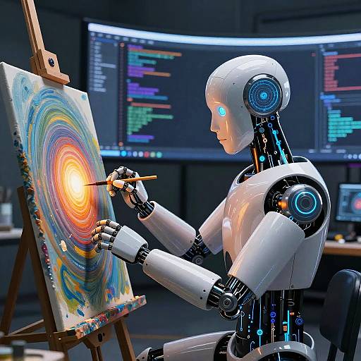 Humanoid Robot Creating Digital Masterpiece