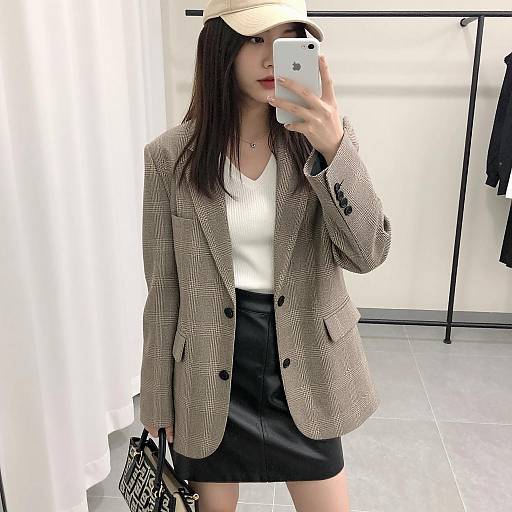 Chic Mirror Selfie in Monochrome Style