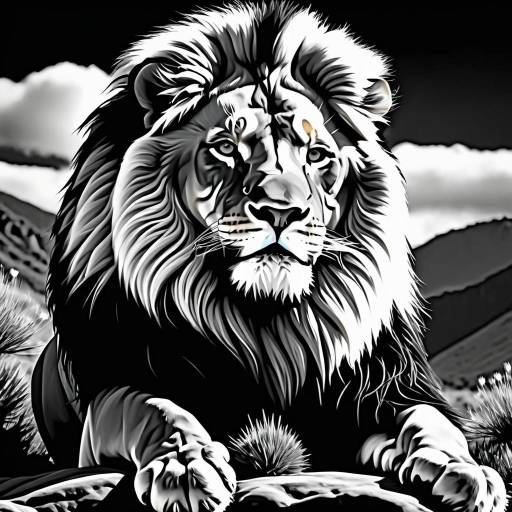 Majestic Lion in Dramatic Black and White