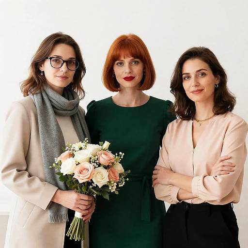 Three Women Posed Together in Style