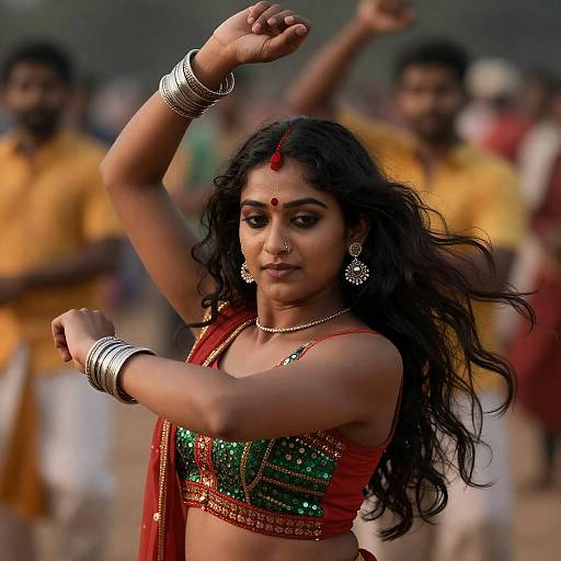 Indian Woman Dancing in Traditional Attire
