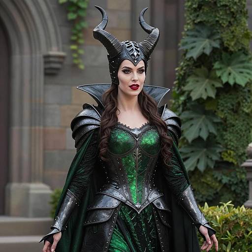 Woman in Maleficent-inspired Dark Fantasy Armor