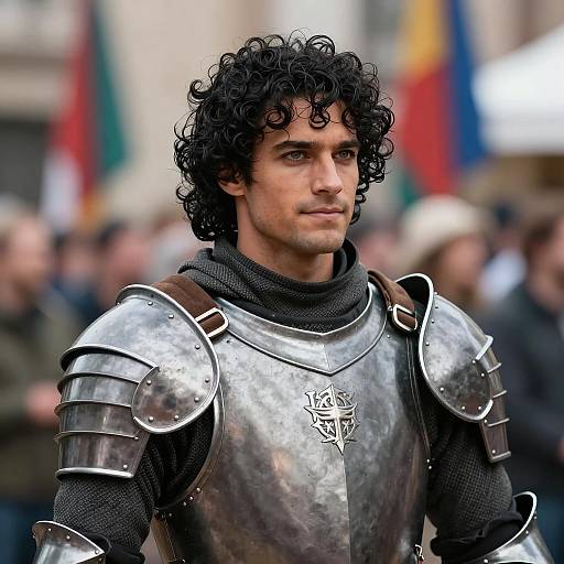 Focused Warrior in Metallic Armor