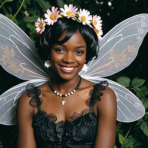 Dark-Skinned Flower Fairy with Wings