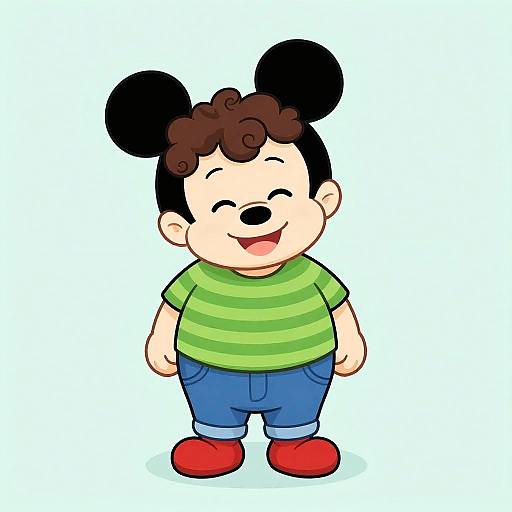 Happy Chubby Boy in Mickey Outfit